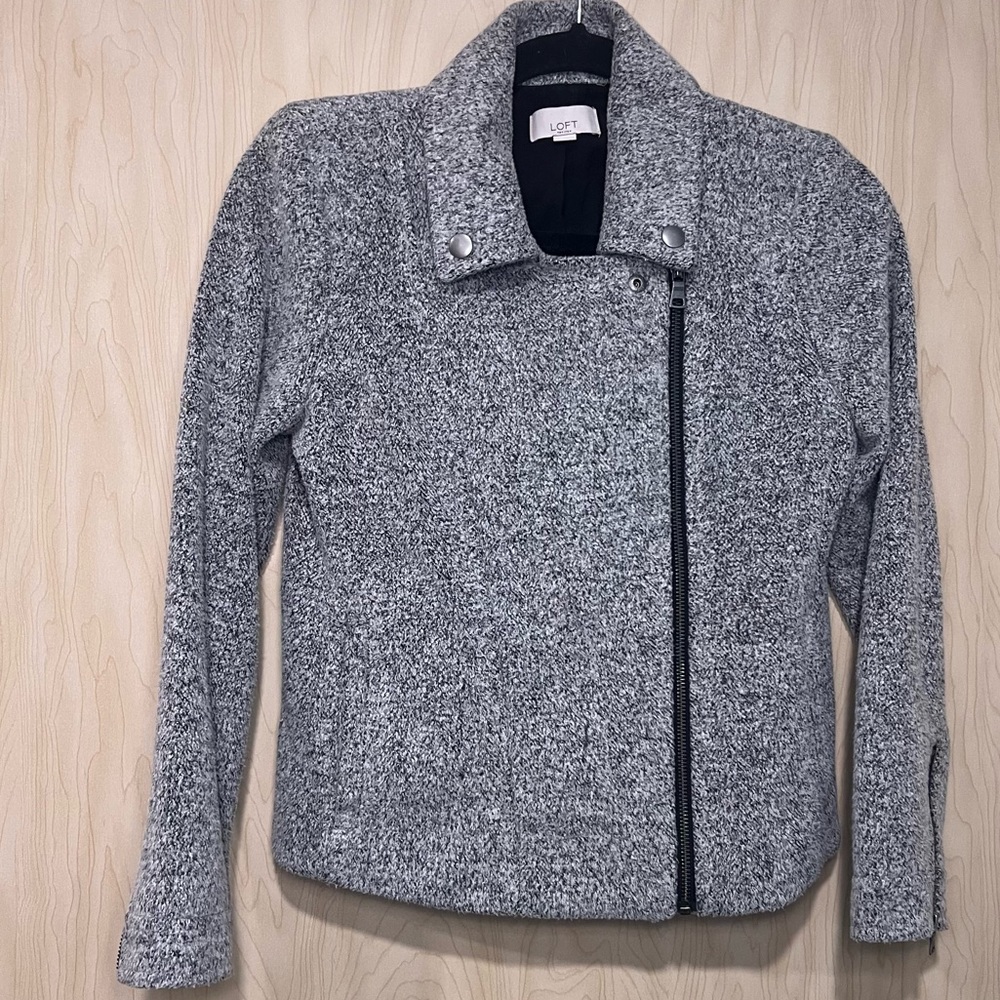 LOFT Gray SOFT SIDE ZIP MOTO STYLE JACKET SIZE XSP